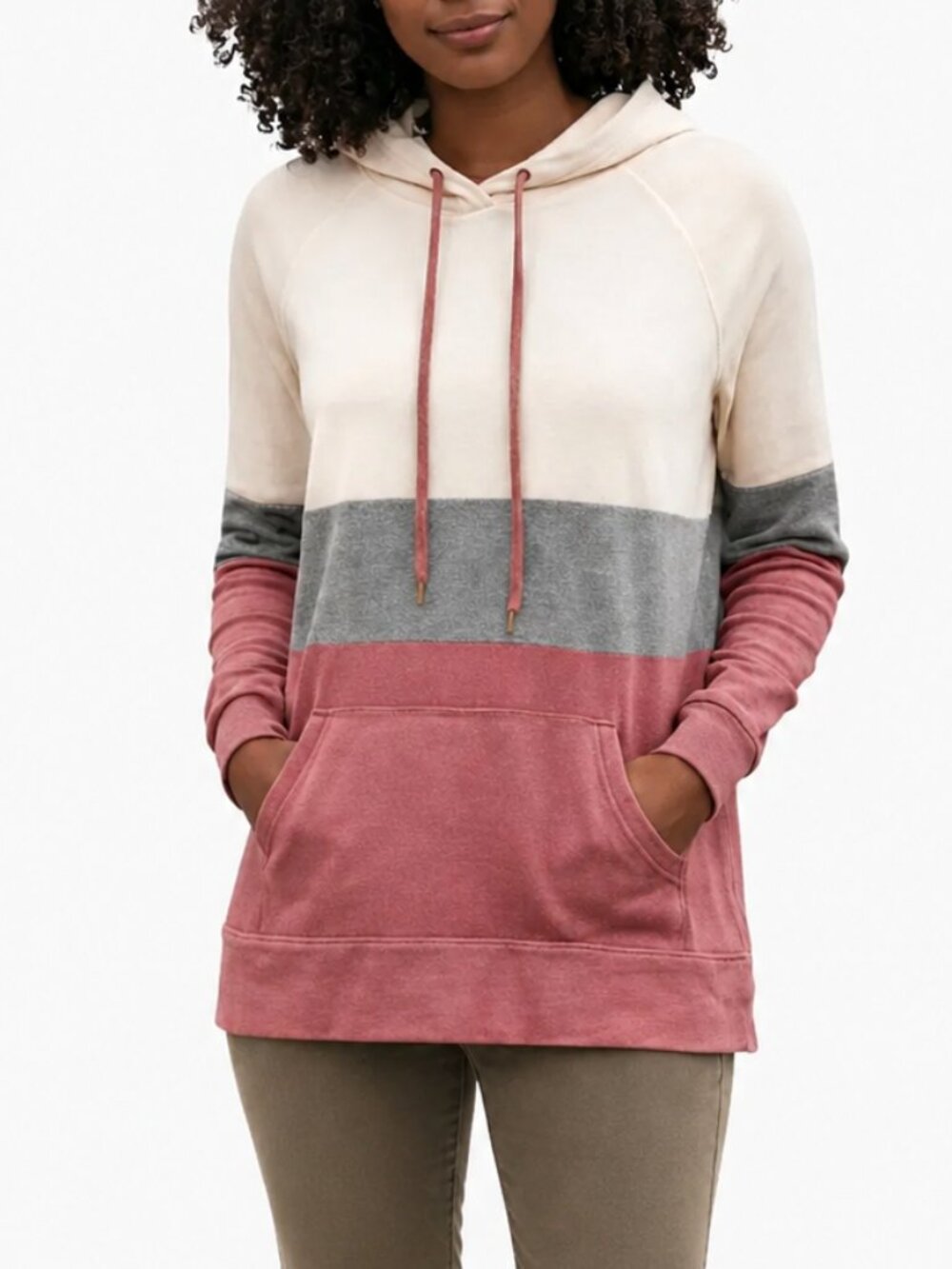 NWT Market & Spruce Colorblock French Terry Hoodie Thumb Holes S